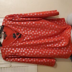 Louise Paris Top Size XL red w/ silver polks dots New